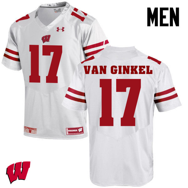 Men Winsconsin Badgers #17 Andrew Van Ginkel College Football Jerseys-White - Click Image to Close